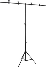 vidaXL Suporte de fundo em forma de T 151x60x(70-200) cm preto