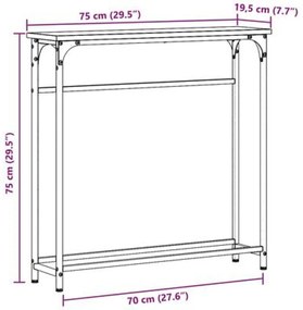 Mesa Console Preto Carvalhos 75x19,5x75 cm Madeira Prensada