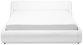 Cama de casal com arrumação em pele sintética branca 160 x 200 cm AVIGNON Beliani