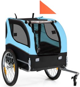 Reboque de bicicleta para animais de estimação com rodas Capacidade 40 kg Caixa de transporte de 2 portas para cães médios 60,5 x 135 x 95 cm Azul