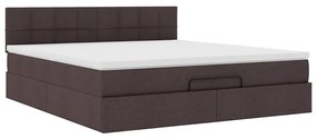 Cama Otomana com colchão&amp;LEDs 180x200cm tecido castanho-escuro