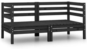 vidaXL Sofás de canto para jardim 2 pcs madeira de pinho maciça preto
