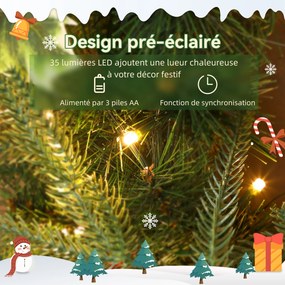 Grinalda de Natal Luminosa, 60 x 60 x 8 cm, 35 LED com Temporizador, Verde