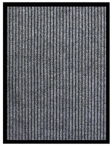 Tapete de porta às riscas 60x80 cm cinzento