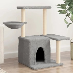 Árvore p/ gatos c/ postes arranhadores sisal 83 cm cinza-claro