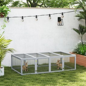 Gaiola para coelhos para interior e exterior, com 2 portas superiores, 181 x 100 x 48 cm, em madeira maciça cinzenta