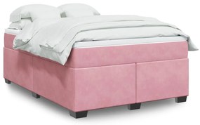 vidaXL Cama com molas/colchão 140x190 cm veludo rosa