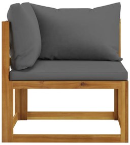 4 pcs conjunto lounge de jardim c/ almofadões acácia maciça