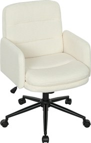 Cadeira de escritório, cadeira giratória de escritório com altura ajustável, função de inclinação, 61,5 x 65 x 91-101 cm, creme