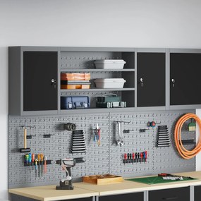Armário para Ferramentas VidaXL Parede com Painel de Ferramentas Preto