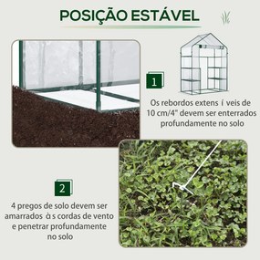 Estufa de Jardim com 4 Prateleiras Porta com Fecho de Correr para Cultivo de Plantas Flores Vegetais 142x73x195 cm Verde