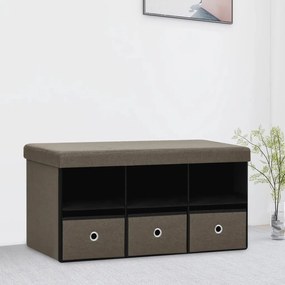 vidaXL Banco de arrumação dobrável 76x38x38 cm linho falso castanho