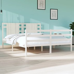 Cama sem colchão 150x200 cm madeira de pinho maciça branco