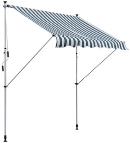 Outsunny Toldo Manual Retrátil 200x150 cm com Manivela de Alumínio Ângulo Ajustável Proteção Solar para Varanda Verde e Branco | Aosom Portugal