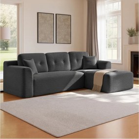 Sofá de canto modular Sem Montagem 150 x 244 x 73 cm com chaise longue grande à direita, cinza ardósia