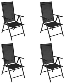 Cadeiras de jardim dobráveis 4 pcs alumínio e textilene preto