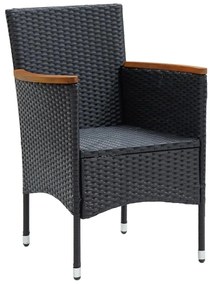 5 pcs conjunto de jantar p/ jardim c/ almofadões preto