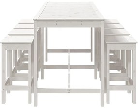 9 pcs conjunto de bar para jardim pinho maciço branco