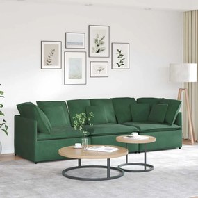 vidaXL Sofá modular com almofadas tecido corduroy verde escuro