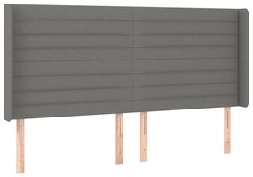 Cama box spring c/ colchão e LED 160x200 cm tecido cinza-escuro