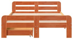 Cama sem colchão 120x190 cm madeira pinho maciça castanho-mel