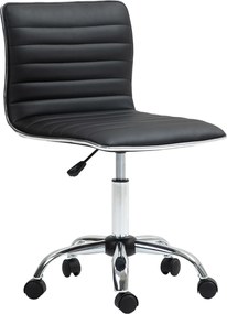 Cadeira de escritório giratória com rodas e altura ajustável, assento almofadado, 48 x 52 x 78-90 cm, preta