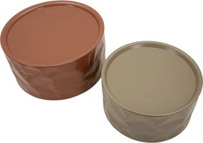 CONJUNTO DE MESA DE CAFÉ NORIMBERGA 2 PEÇAS Ø 62X30-51X26 CM VERMELHO E BRANCO