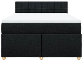Cama com molas/colchão 140x200 cm tecido preto