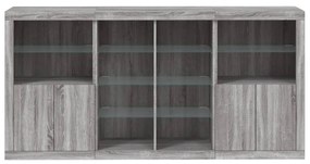 Aparador com luzes LED 202x37x100 cm cinzento sonoma
