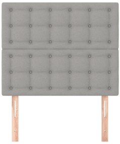 Cabeceira de cama 2 pcs tecido 90x5x78/88 cm cinzento-claro