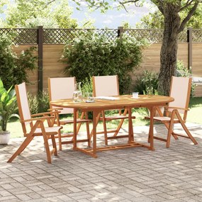 vidaXL 5 pcs conjunto de jantar para jardim acácia maciça e textilene