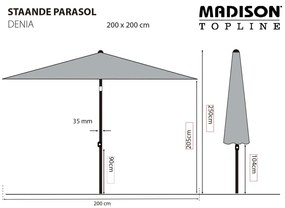 Guarda-sol de jardim Denia 200x200 cm cinzento