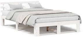Estrutura de Cama de Madeira de Pinho Branca Madeira de Pinho Sólido