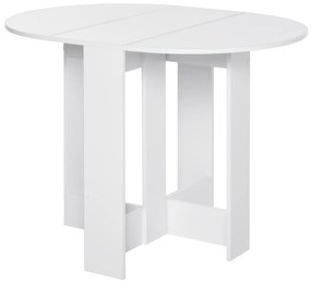 Mesa dobrável com 2 asas dobráveis ​​Mesa lateral de madeira 104x76x73,7 cm Branco