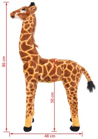Brinquedo de montar girafa peluche castanho e amarelo XXL