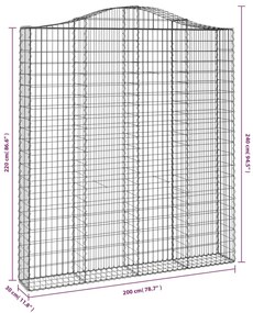 Cestos gabião arqueados 2pcs 200x30x220/240cm ferro galvanizado