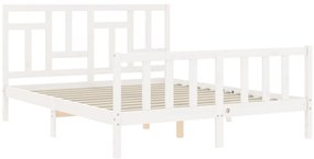 Estrutura de cama King Size com cabeceira madeira maciça branco