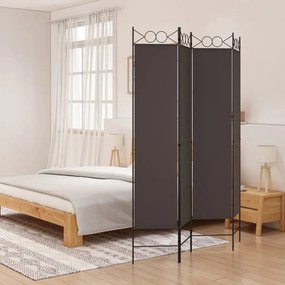 vidaXL Biombo/divisória com 4 painéis 160x200 cm tecido castanho