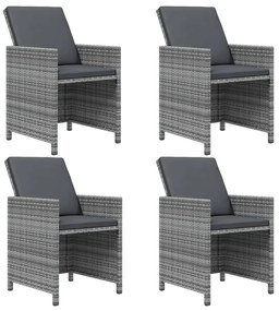 9 pcs conjunto jantar p/ jardim c/ almofadões vime PE cinzento