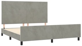 Estrutura de cama c/ cabeceira 160x200 cm veludo cinzento-claro