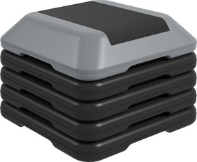 SPORTNOW Step para Fitness Stepper Antiderrapante com Altura Ajustável de 10/15/20/25/30 cm Suporta até 150 kg Cinzento | Aosom Portugal