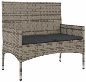 4 pcs conjunto lounge de jardim c/ almofadões vime PE cinzento
