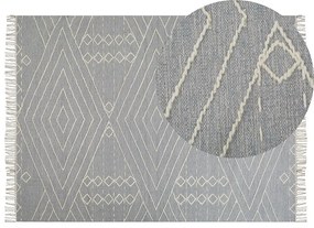 Tapete em algodão cinzento e branco 140 x 200 cm KHENIFRA Beliani
