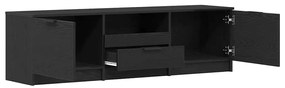 Armário de TV vidaXL - Carvalho Preto - 140x35x40 cm - Feito de Madeir