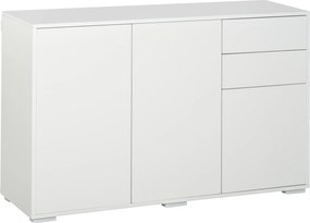 HOMCOM Sideboard Aparador, 2 gavetas, Push-Click, 117 cm x 36 cm x 74 cm, Branco | Aosom Portugal