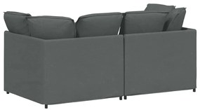Sofá modular com almofadas tecido cinzento-escuro