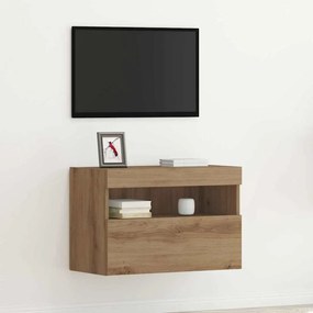 Armário de TV vidaXL com Luzes LED Carvalho Artisan 60x30x40 cm