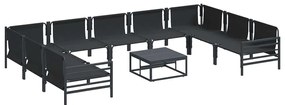 Conjunto de Sofá de Jardim 10 pcs Antracite Aço