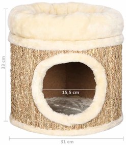 Ninho para gatos c/ almofadão luxuoso 33 cm ervas marinhas