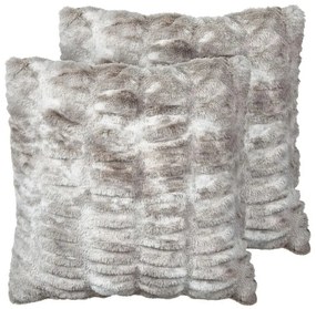 Conjunto de 2 almofadas decorativas em pelúcia sintética cinzenta 45 x 45 cm MACODES Beliani